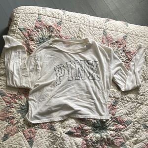 White Pink cropped long sleeve